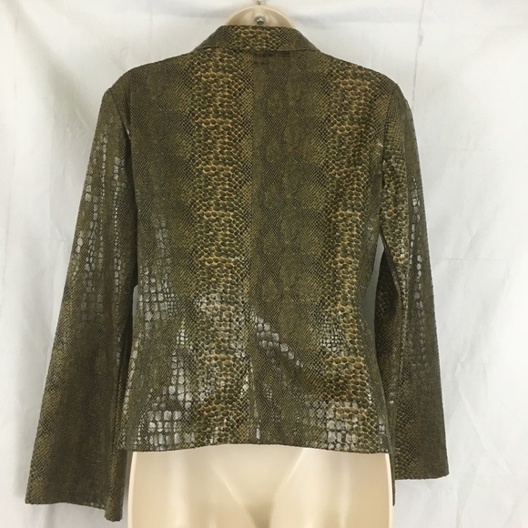 Womens  alligator-skin open  zip jacket sz S - Picture 4 of 5